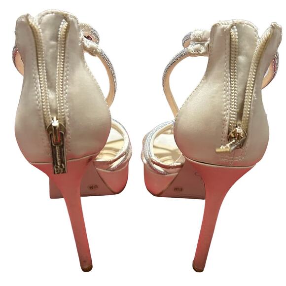 Jessica Simpson Satin Cream Colored Platform Shoes with 5" Stiletto Heel, s 6.5 - Picture 7 of 7